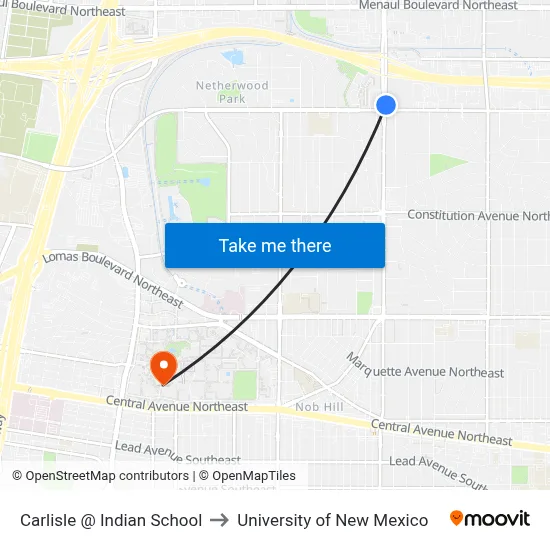 Carlisle @ Indian School to University of New Mexico map
