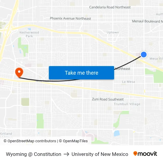Wyoming @ Constitution to University of New Mexico map