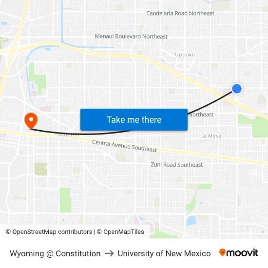 Wyoming @ Constitution to University of New Mexico map