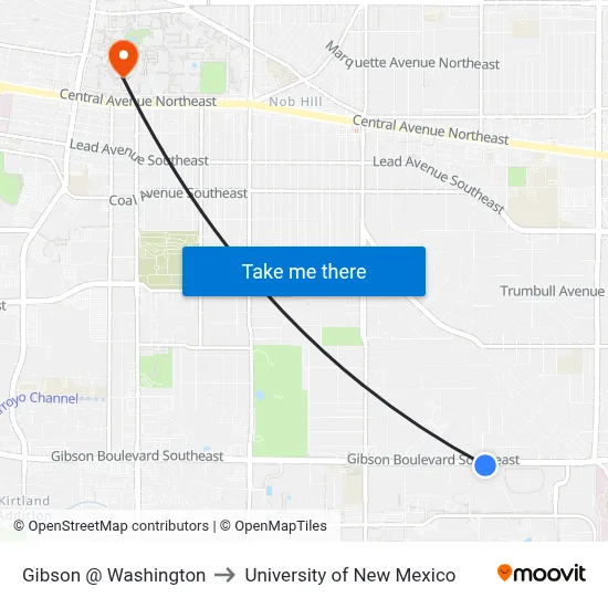 Gibson @ Washington to University of New Mexico map