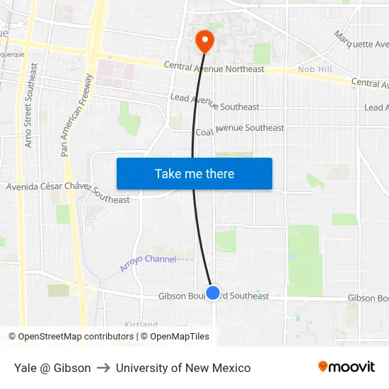 Yale @ Gibson to University of New Mexico map