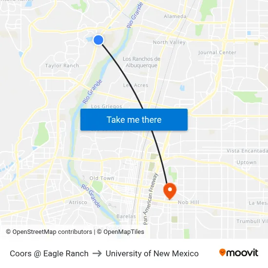 Coors @ Eagle Ranch to University of New Mexico map
