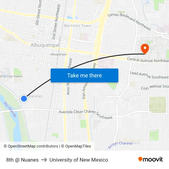 8th @ Nuanes to University of New Mexico map