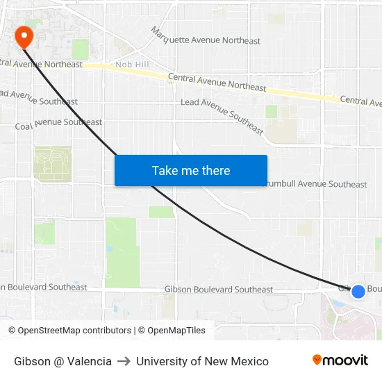 Gibson @ Valencia to University of New Mexico map