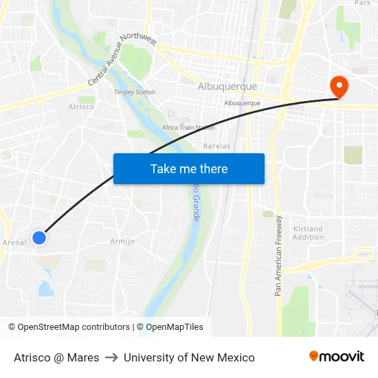 Atrisco @ Mares to University of New Mexico map