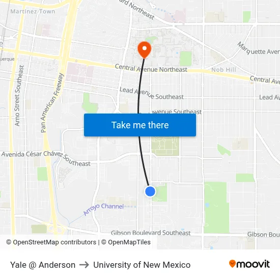 Yale @ Anderson to University of New Mexico map