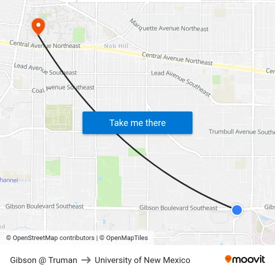 Gibson @ Truman to University of New Mexico map