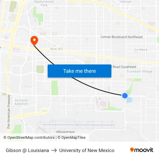 Gibson @ Louisiana to University of New Mexico map