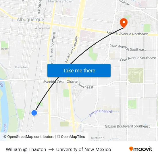 William @ Thaxton to University of New Mexico map