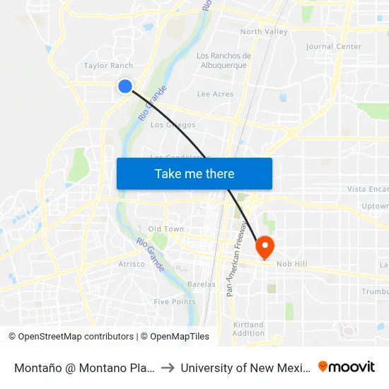 Montaño @ Montaño Plaza to University of New Mexico map