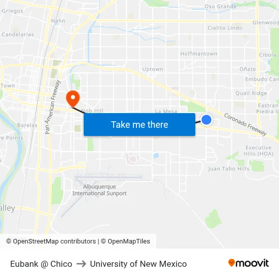 Eubank @ Chico to University of New Mexico map