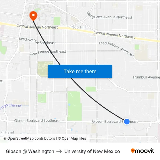 Gibson @ Washington to University of New Mexico map