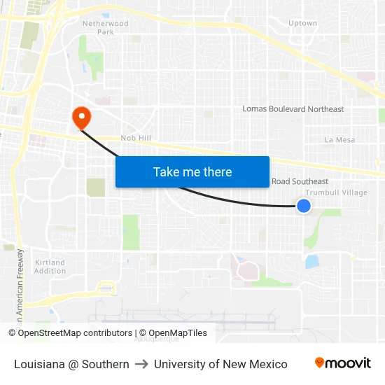 Louisiana @ Southern to University of New Mexico map