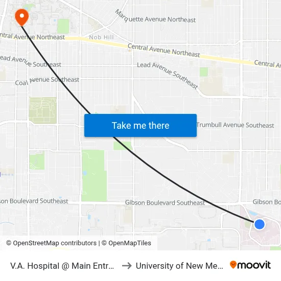 V.A. Hospital @ Main Entrance to University of New Mexico map