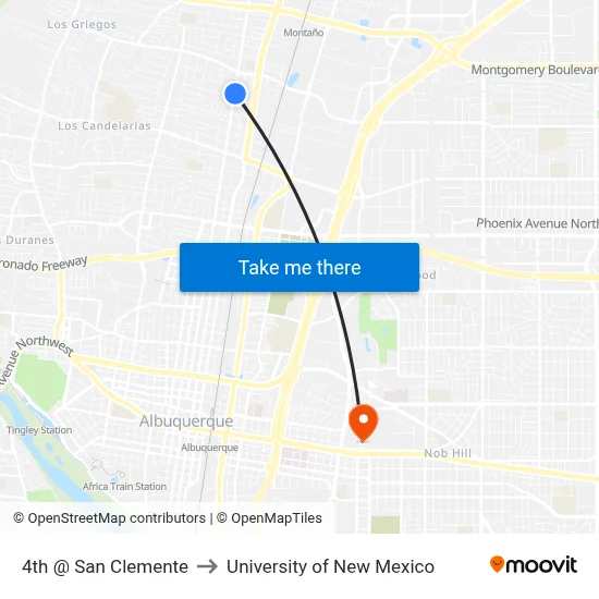 4th @ San Clemente to University of New Mexico map