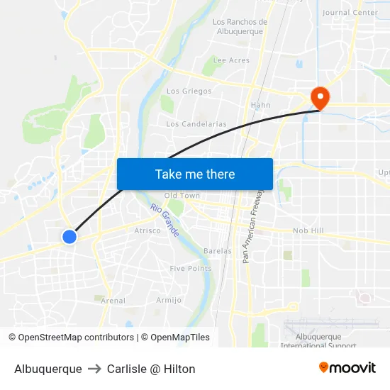 Albuquerque to Carlisle @ Hilton map