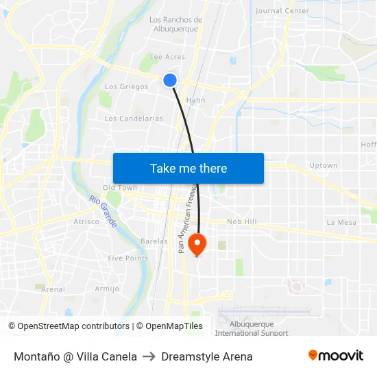 Montaño @ Villa Canela to Dreamstyle Arena map