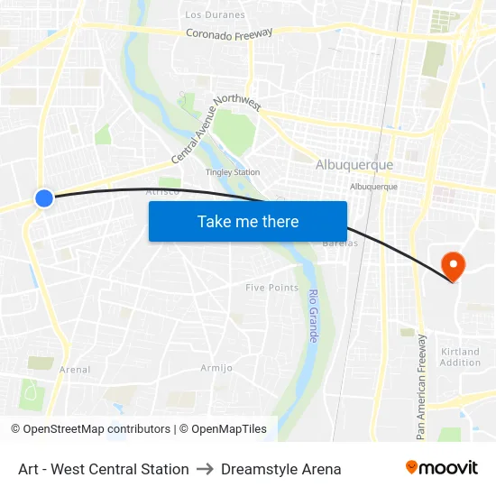 Art - West Central Station to Dreamstyle Arena map