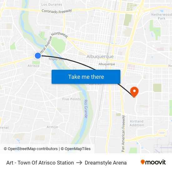 Art - Town Of Atrisco Station to Dreamstyle Arena map