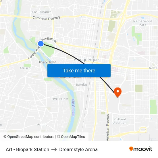 Art - Biopark Station to Dreamstyle Arena map
