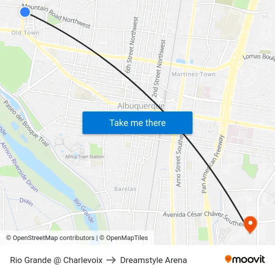 Rio Grande @ Charlevoix to Dreamstyle Arena map