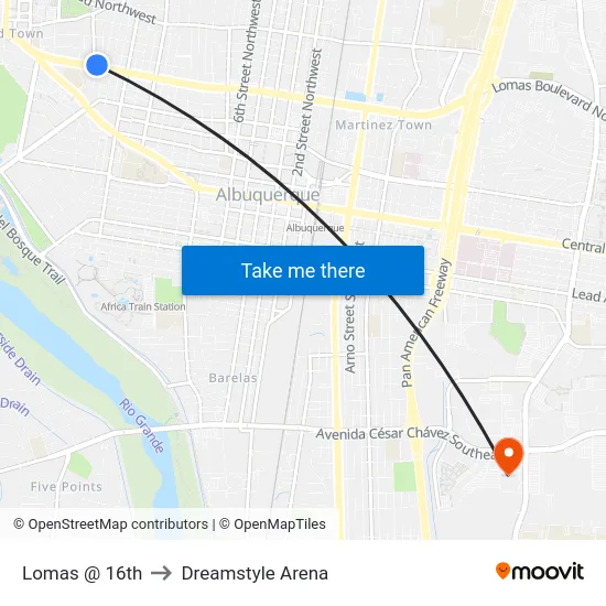 Lomas @ 16th to Dreamstyle Arena map