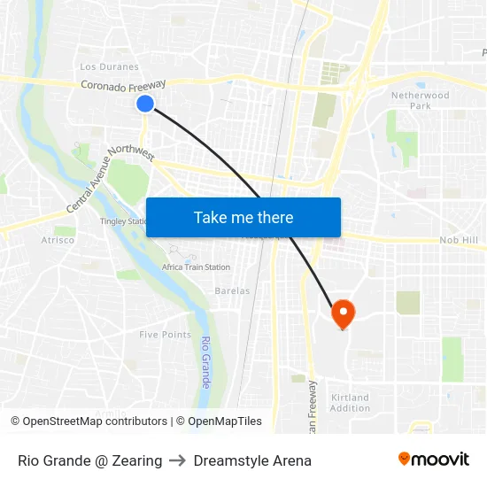 Rio Grande @ Zearing to Dreamstyle Arena map