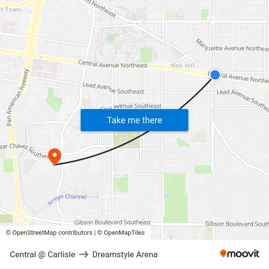 Central @ Carlisle to Dreamstyle Arena map