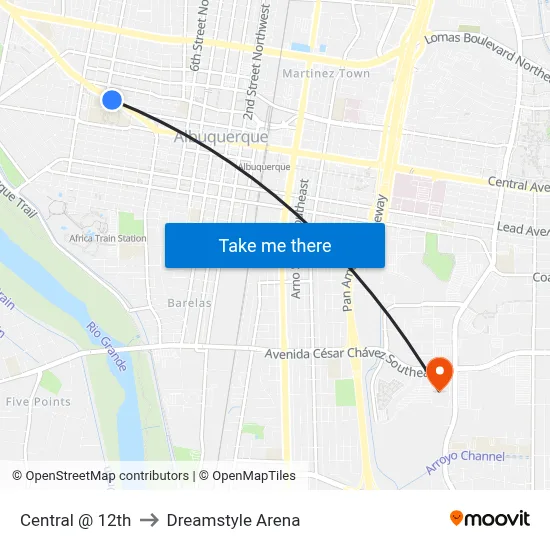 Central @ 12th to Dreamstyle Arena map