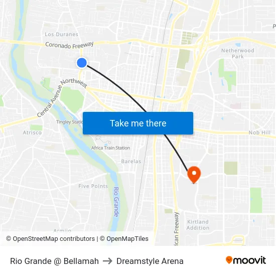 Rio Grande @ Bellamah to Dreamstyle Arena map