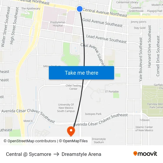 Central @ Sycamore to Dreamstyle Arena map