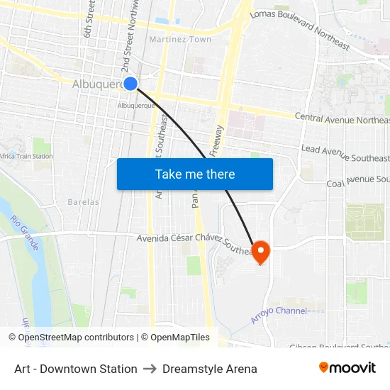 Art - Downtown Station to Dreamstyle Arena map