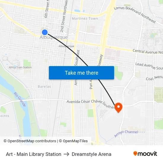 Art - Main Library Station to Dreamstyle Arena map