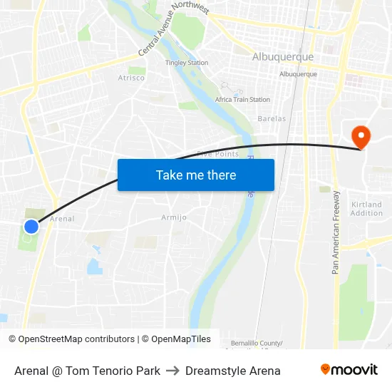 Arenal @ Tom Tenorio Park to Dreamstyle Arena map