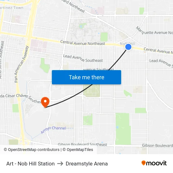 Art - Nob Hill Station to Dreamstyle Arena map