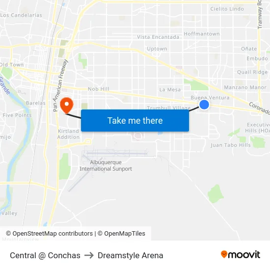 Central @ Conchas to Dreamstyle Arena map