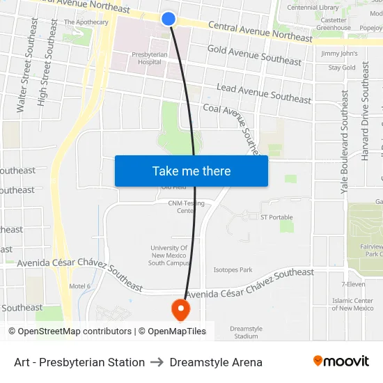 Art - Presbyterian Station to Dreamstyle Arena map