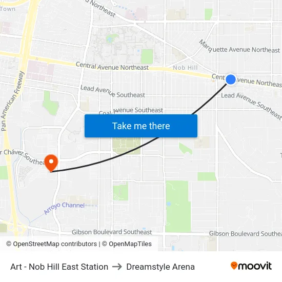 Art - Nob Hill East Station to Dreamstyle Arena map
