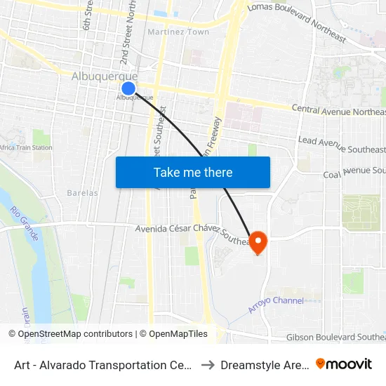 Art - Alvarado Transportation Center to Dreamstyle Arena map