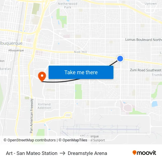Art - San Mateo Station to Dreamstyle Arena map