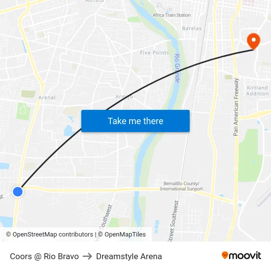 Coors @ Rio Bravo to Dreamstyle Arena map