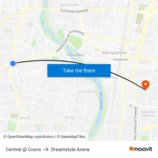 Central @ Coors to Dreamstyle Arena map