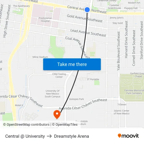 Central @ University to Dreamstyle Arena map