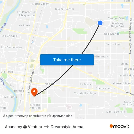 Academy @ Ventura to Dreamstyle Arena map