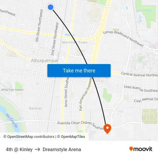 4th @ Kinley to Dreamstyle Arena map