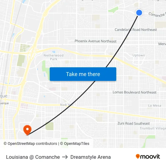 Louisiana @ Comanche to Dreamstyle Arena map