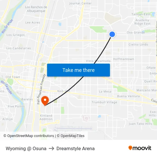 Wyoming @ Osuna to Dreamstyle Arena map