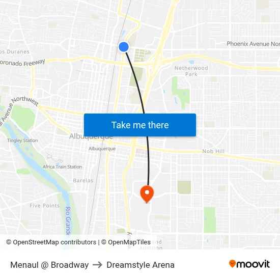 Menaul @ Broadway to Dreamstyle Arena map