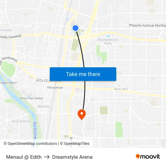 Menaul @ Edith to Dreamstyle Arena map