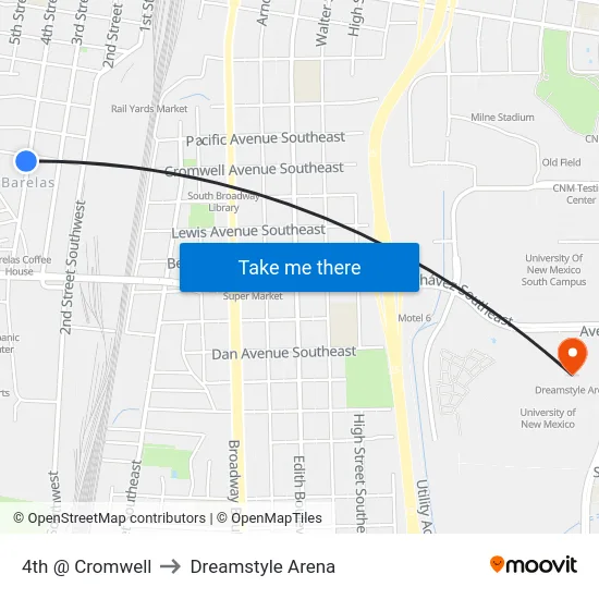 4th @ Cromwell to Dreamstyle Arena map